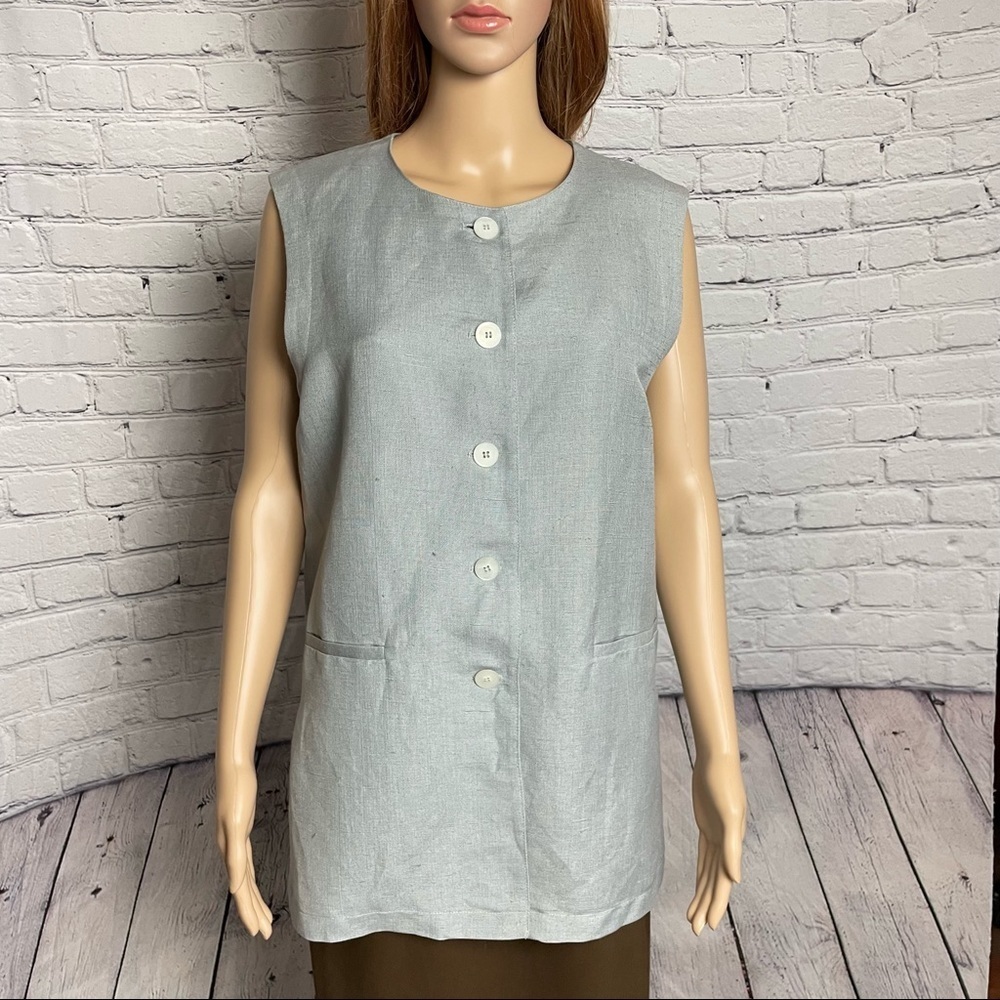 New Harve Benard Blue Linen Vest Size 12